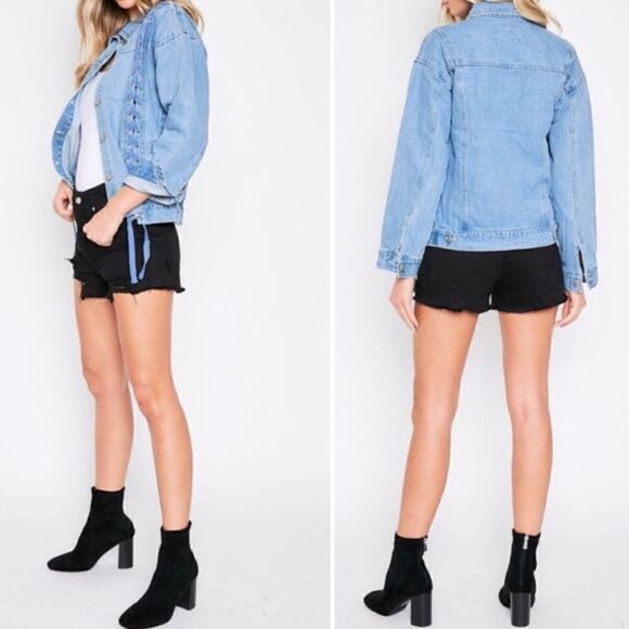 Laced Light Wash‎ Denim Jacket - Picture 11 of 16